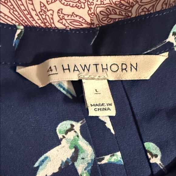 41 Hawthorn Navy Bird Pattern Button Down Shirt - Picture 2 of 3
